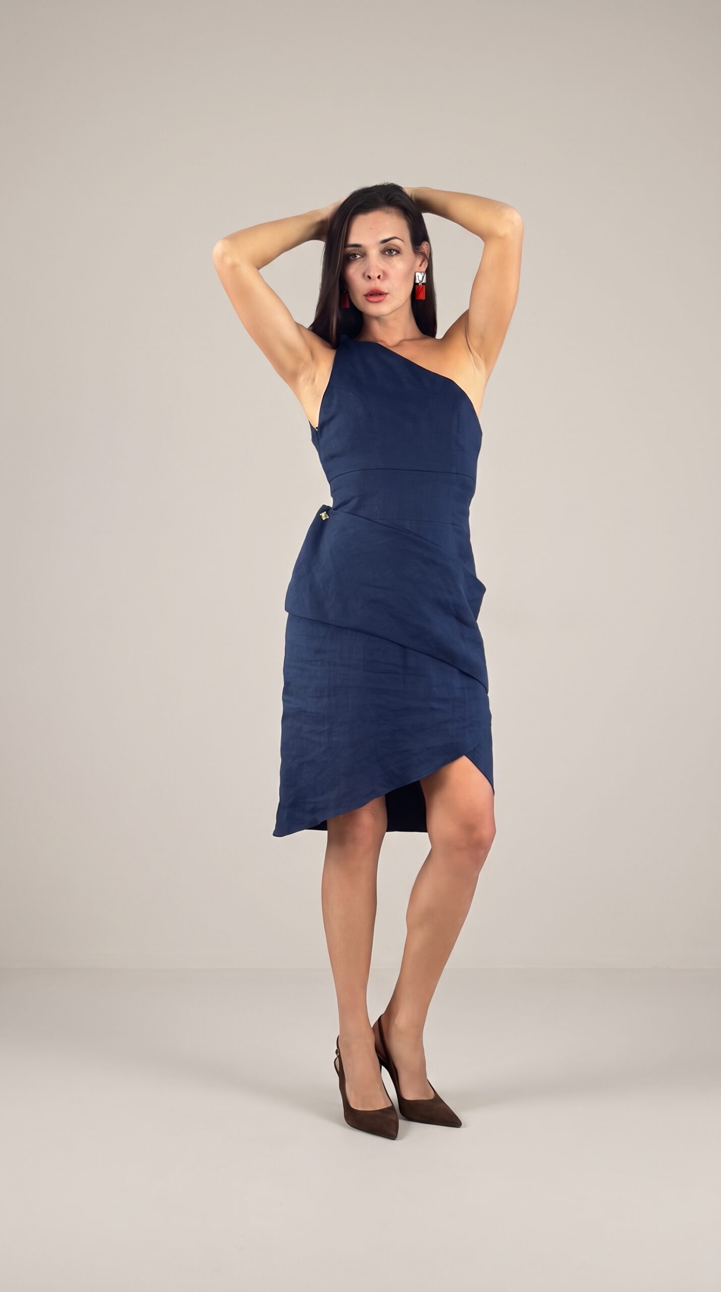 luxury one shoulder linen dress